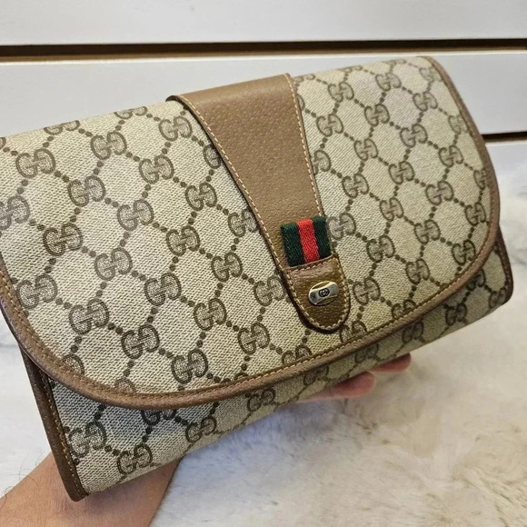 Gucci Brown PVC Monogram  Clutch Bag - Picture 6 of 16